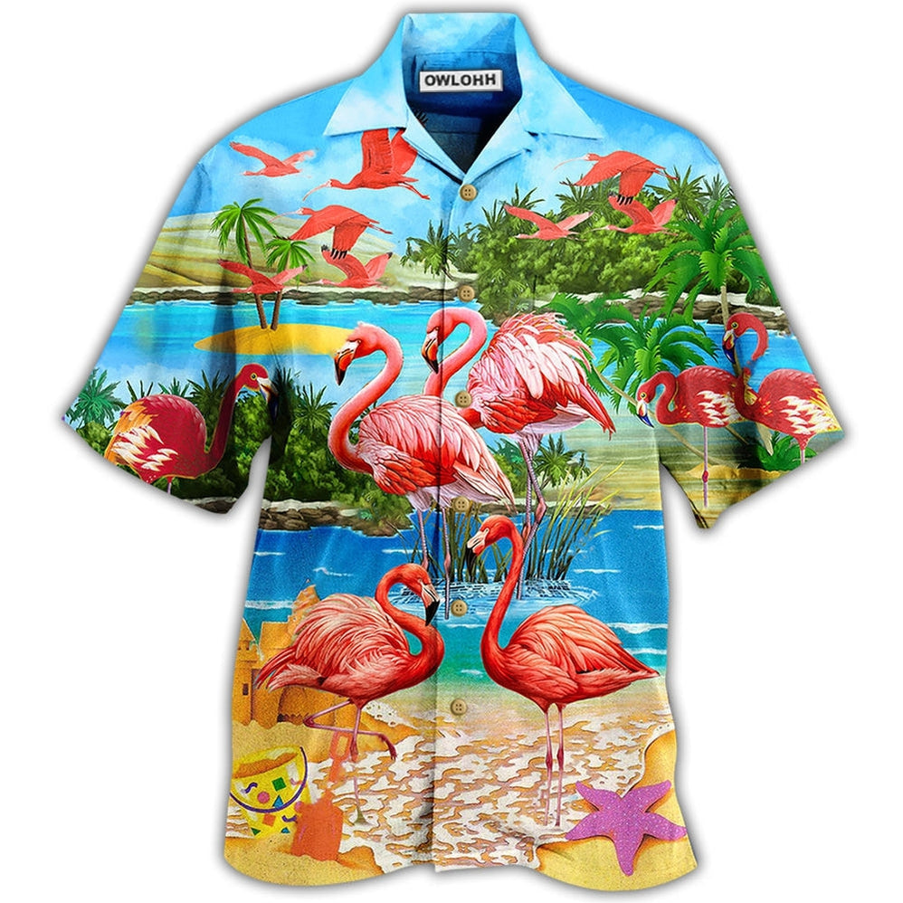 Hawaiian Shirt / Adults / S Flamingo Tropical Love Summer Style - Hawaiian Shirt - Owls Matrix LTD