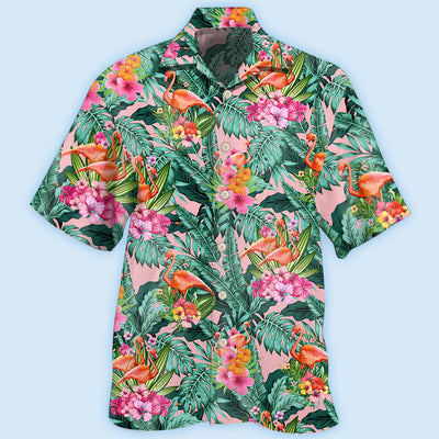 Flamingo Colorful Tropical Leaf Style - Hawaiian shirt - Owls Matrix LTD