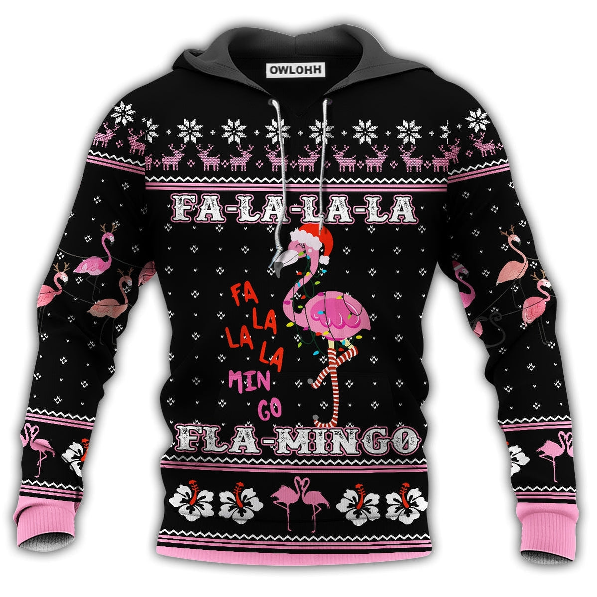 Unisex Hoodie / S Flamingo Merry Christmas Falala - Hoodie - Owls Matrix LTD