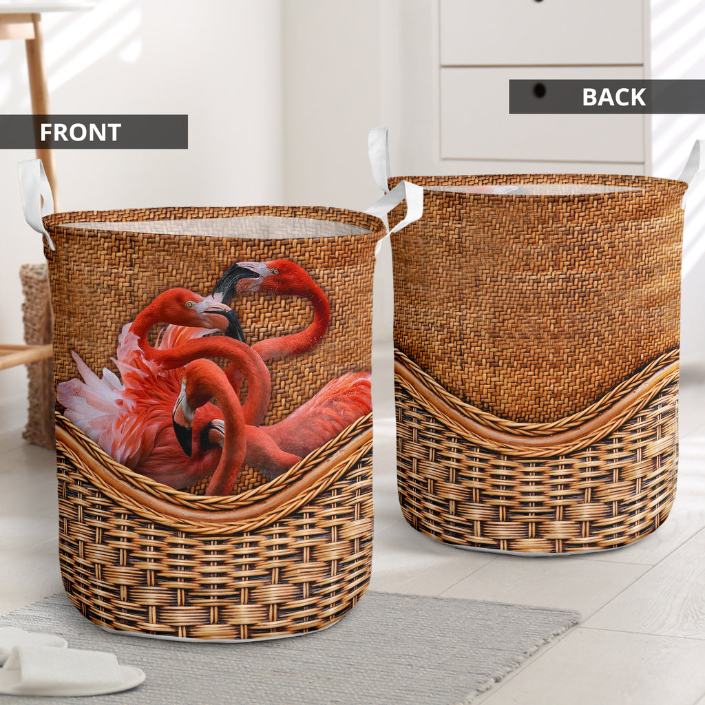 Flamingo Rattan Teaxture Beautiful Style - Laundry Basket - Owls Matrix LTD