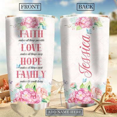 Flower Faith Hope Love Family Personalized - Tumbler - Owls Matrix LTD