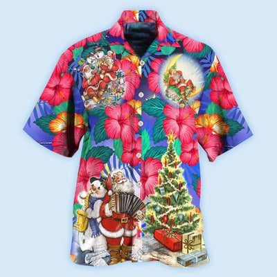 Christmas Flowers Tropical Santa Claus - Hawaiian Shirt - Owls Matrix LTD