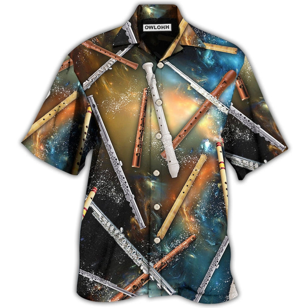 Hawaiian Shirt / Adults / S Flute Mysterious Galaxy - Hawaiian Shirt - Owls Matrix LTD