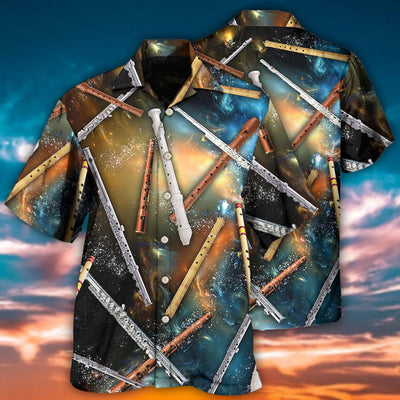Flute Mysterious Galaxy - Hawaiian Shirt - Owls Matrix LTD