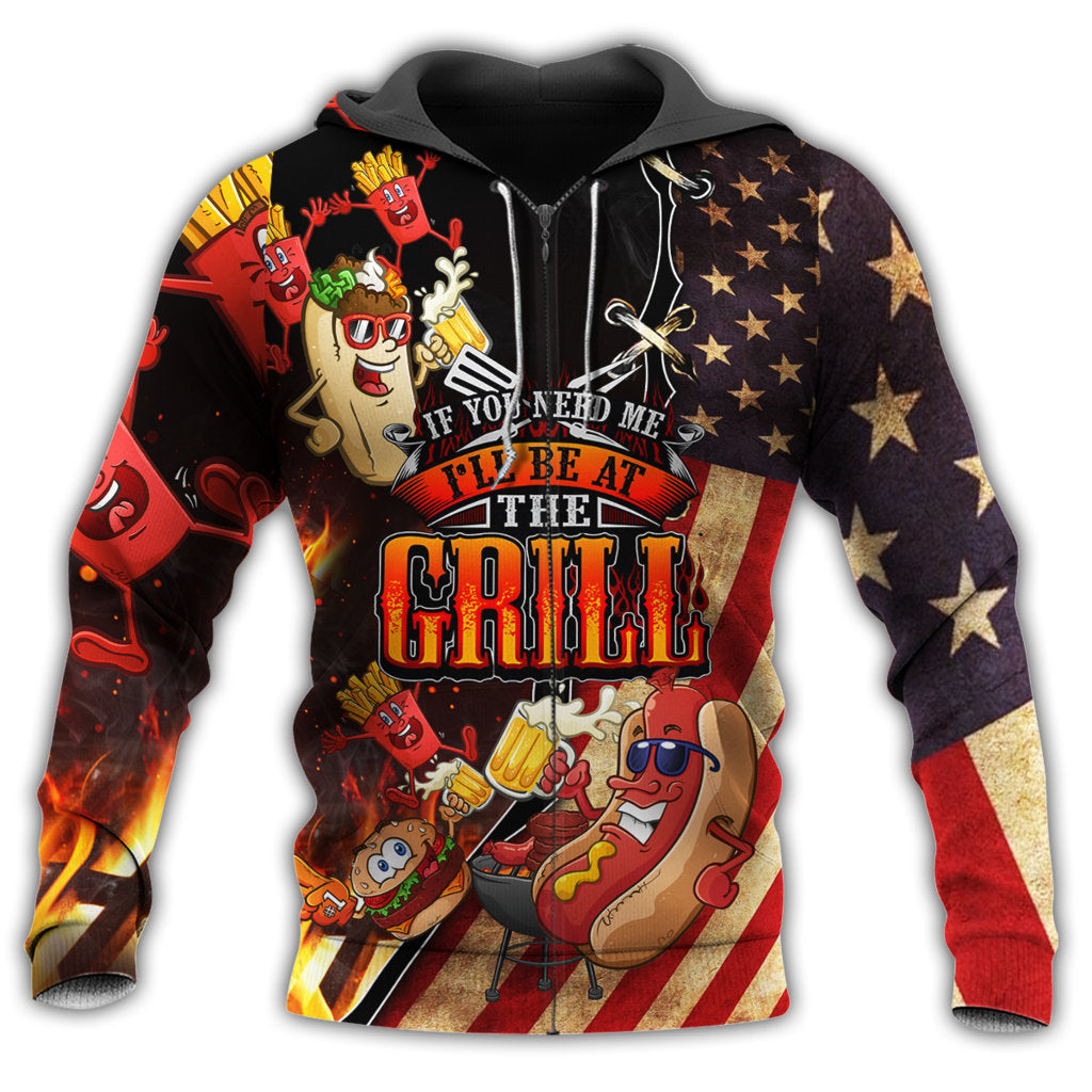Zip Hoodie / S Food Barbecue I Will Be At The Grill Colorful - Hoodie - Owls Matrix LTD