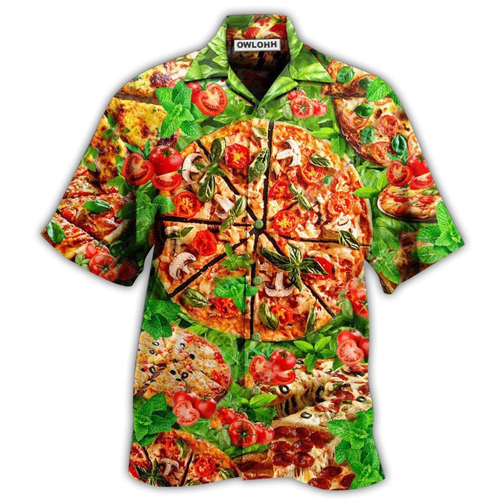 Hawaiian Shirt / Adults / S Food Delicious Pizza Love At First Bite - Hawaiian Shirt - Owls Matrix LTD