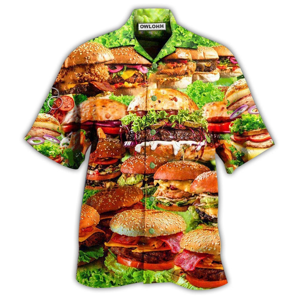 Hawaiian Shirt / Adults / S Food Good Mood Delicious Hamburger - Hawaiian Shirt - Owls Matrix LTD