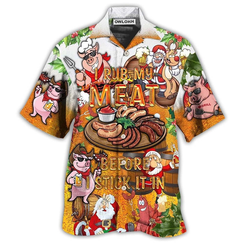Hawaiian Shirt / Adults / S Food I Rub My Meat Before - Hawaiian Shirt - Owls Matrix LTD