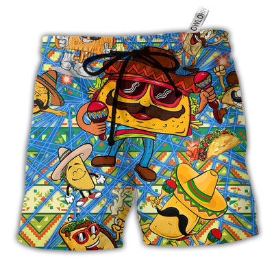 Beach Short / Adults / S Food Let's Taco Bout How Awesome You Are Colorful - Beach Short - Owls Matrix LTD