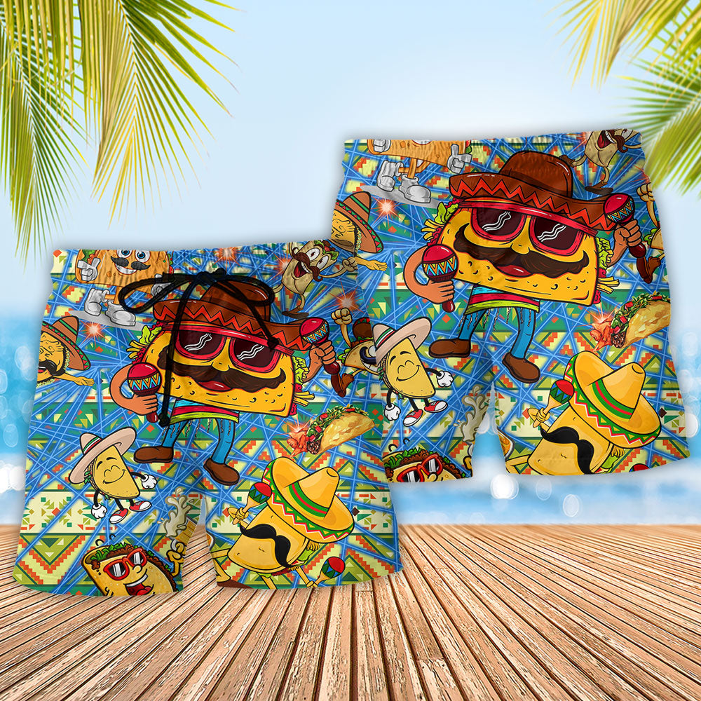 Food Let's Taco Bout How Awesome You Are Colorful - Beach Short - Owls Matrix LTD