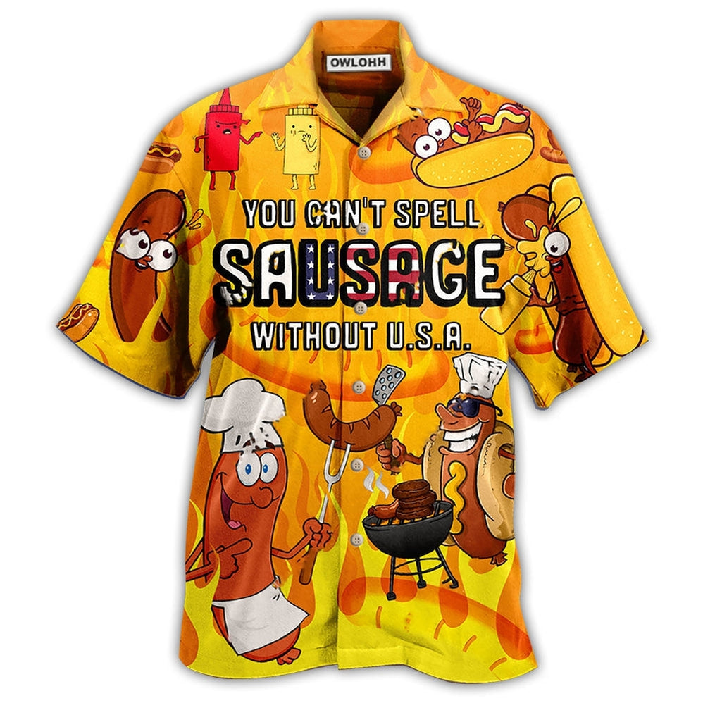 Hawaiian Shirt / Adults / S Food You Can't Spell Sausage Without USA Funny - Hawaiian Shirt - Owls Matrix LTD