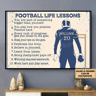Football Life Lesson Personalized - Horizontal Poster - Owls Matrix LTD