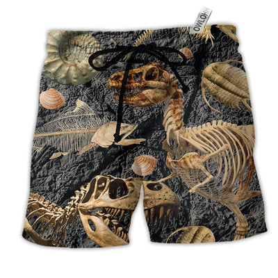 Beach Short / Adults / S Fossils Collection Dinosaur Lover Cool Style - Beach Short - Owls Matrix LTD