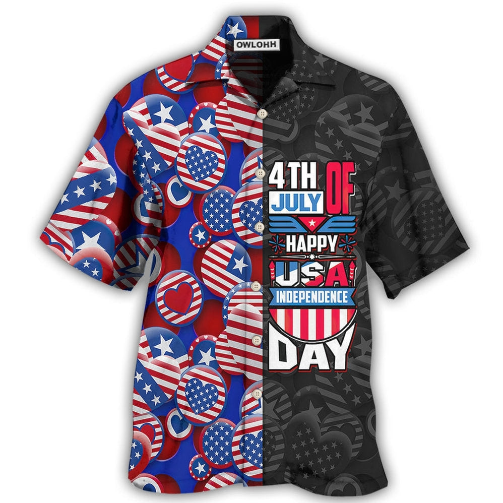 Hawaiian Shirt / Adults / S America Independence Day Fourth Of July Happy USA - Hawaiian Shirt - Owls Matrix LTD