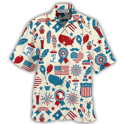 Hawaiian Shirt / Adults / S America Independence Day Fourth of July Independence Day Symbols - Hawaiian Shirt - Owls Matrix LTD