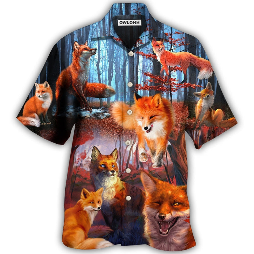 Hawaiian Shirt / Adults / S Fox Beautiful Red Forest - Hawaiian Shirt - Owls Matrix LTD