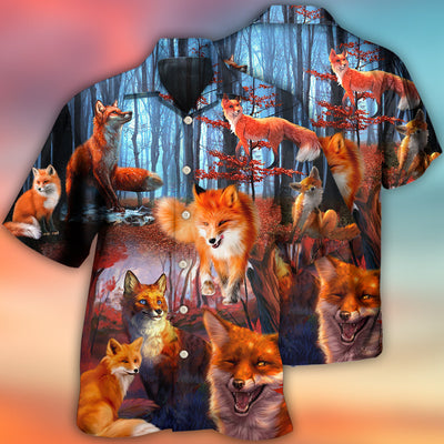 Fox Beautiful Red Forest - Hawaiian Shirt - Owls Matrix LTD