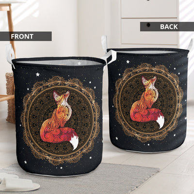 Fox Round Mandala - Laundry Basket - Owls Matrix LTD