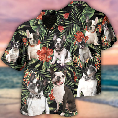 French Bulldog Tropical Floral Style - Hawaiian Shirt - Owls Matrix LTD