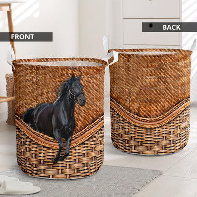Horse Frisian Horse Rattan Teaxture - Laundry Basket - Owls Matrix LTD