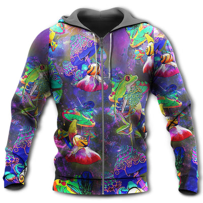Zip Hoodie / S Frog Colorful Galaxy Mushroom Color - Hoodie - Owls Matrix LTD