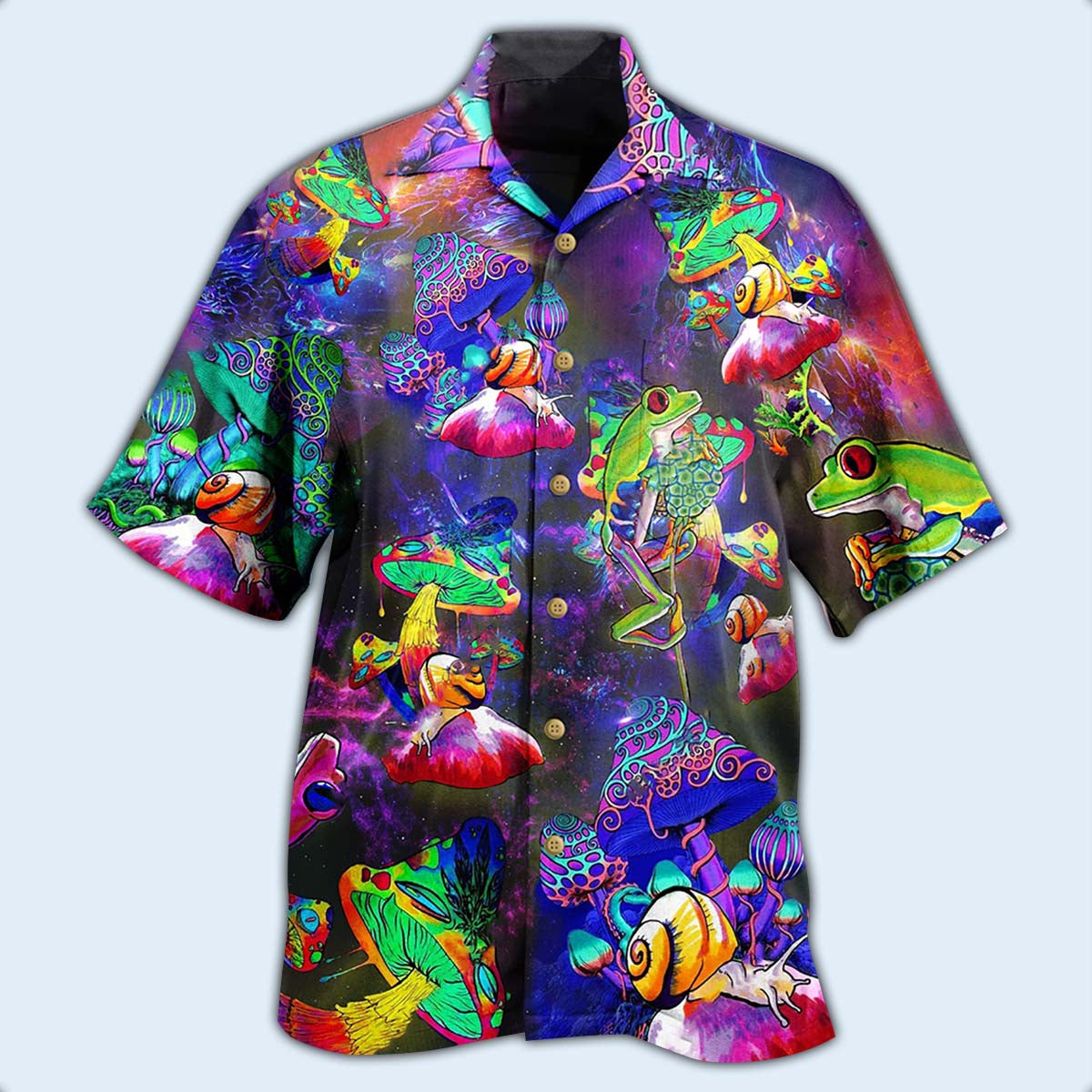 Frog Colorful Galaxy Mushroom - Hawaiian Shirt - Owls Matrix LTD