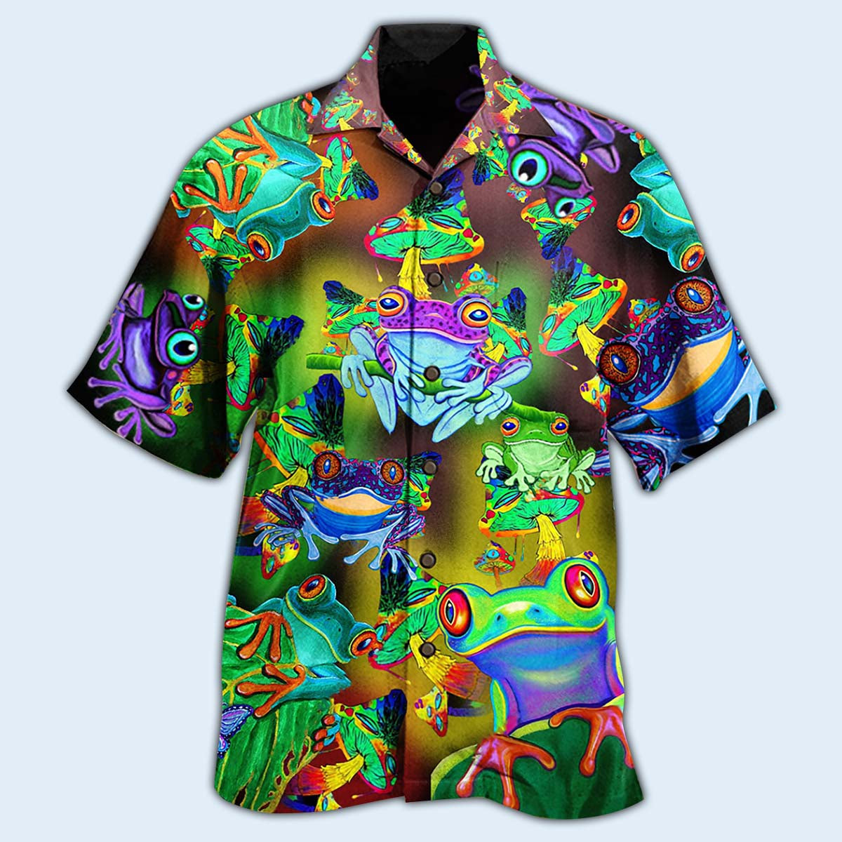 Frog And Mushrooms Love Life Funny - Hawaiian Shirt - Owls Matrix LTD