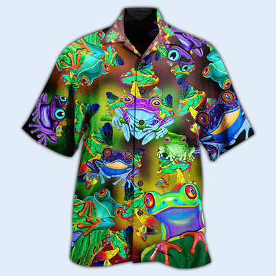 Frog And Mushrooms Love Life Funny - Hawaiian Shirt - Owls Matrix LTD