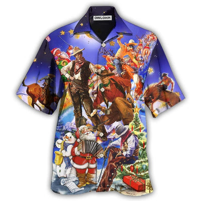 Hawaiian Shirt / Adults / S Cowboy Happy And Merry Christmas - Hawaiian Shirt - Owls Matrix LTD