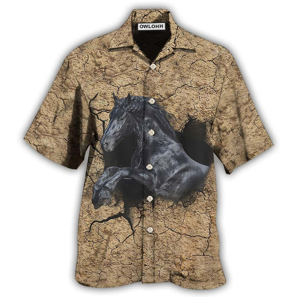 Hawaiian Shirt / Adults / S Horse Black Darkness - Hawaiian Shirt - Owls Matrix LTD