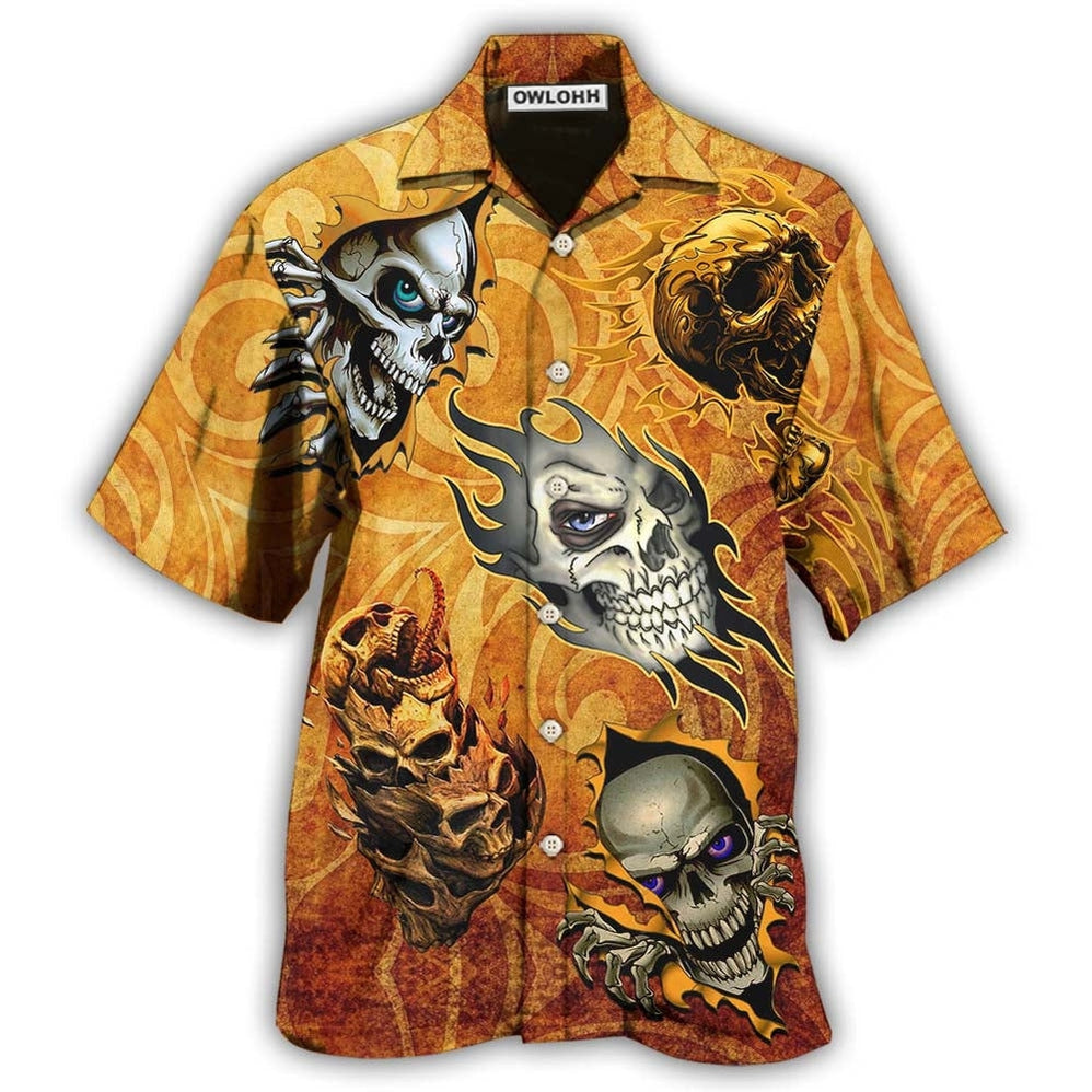 Skull And Fire My Style - Hawaiian Shirt - Owls Matrix LTD