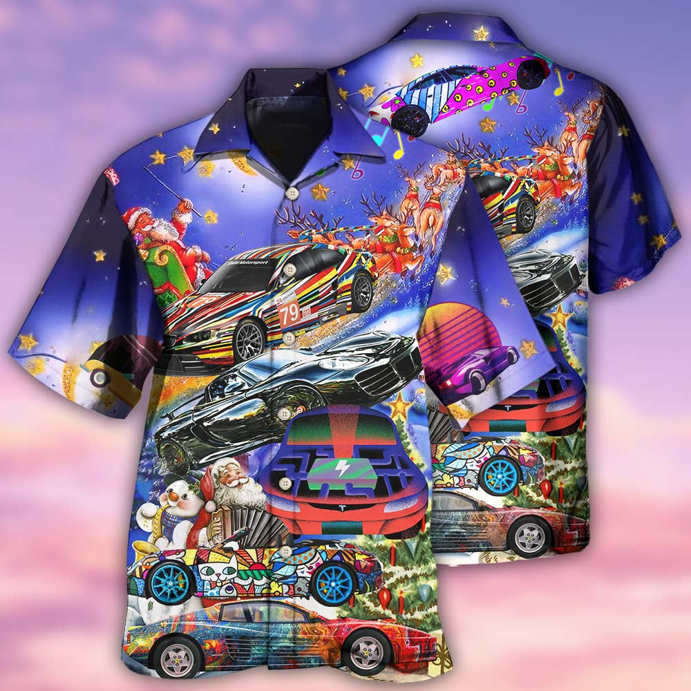 Car Funny For Christmas Merry Night - Hawaiian Shirt - Owls Matrix LTD