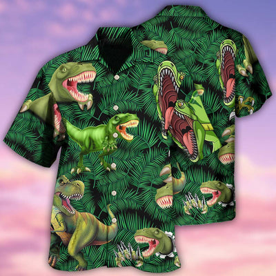 Dinosaur World Summer Green Leaf - Hawaiian Shirt - Owls Matrix LTD