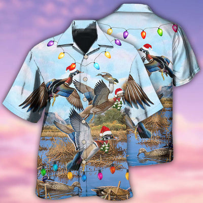 Duck Christmas Light Fly To Sky - Hawaiian Shirt - Owls Matrix LTD