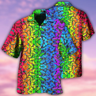LGBT Colorful Rainbow Butterfly - Hawaiian Shirt - Owls Matrix LTD