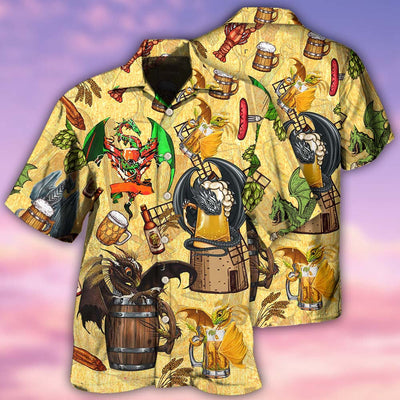 Beer Dragon Drunkgon Loves Beer - Hawaiian Shirt - Owls Matrix LTD