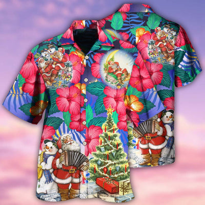 Christmas Flowers Tropical Santa Claus - Hawaiian Shirt - Owls Matrix LTD