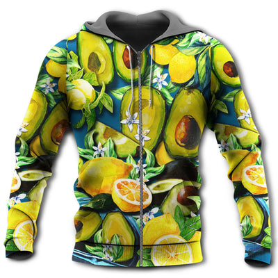 Zip Hoodie / S Fruit Avocado Lemon Summer Time - Hoodie - Owls Matrix LTD