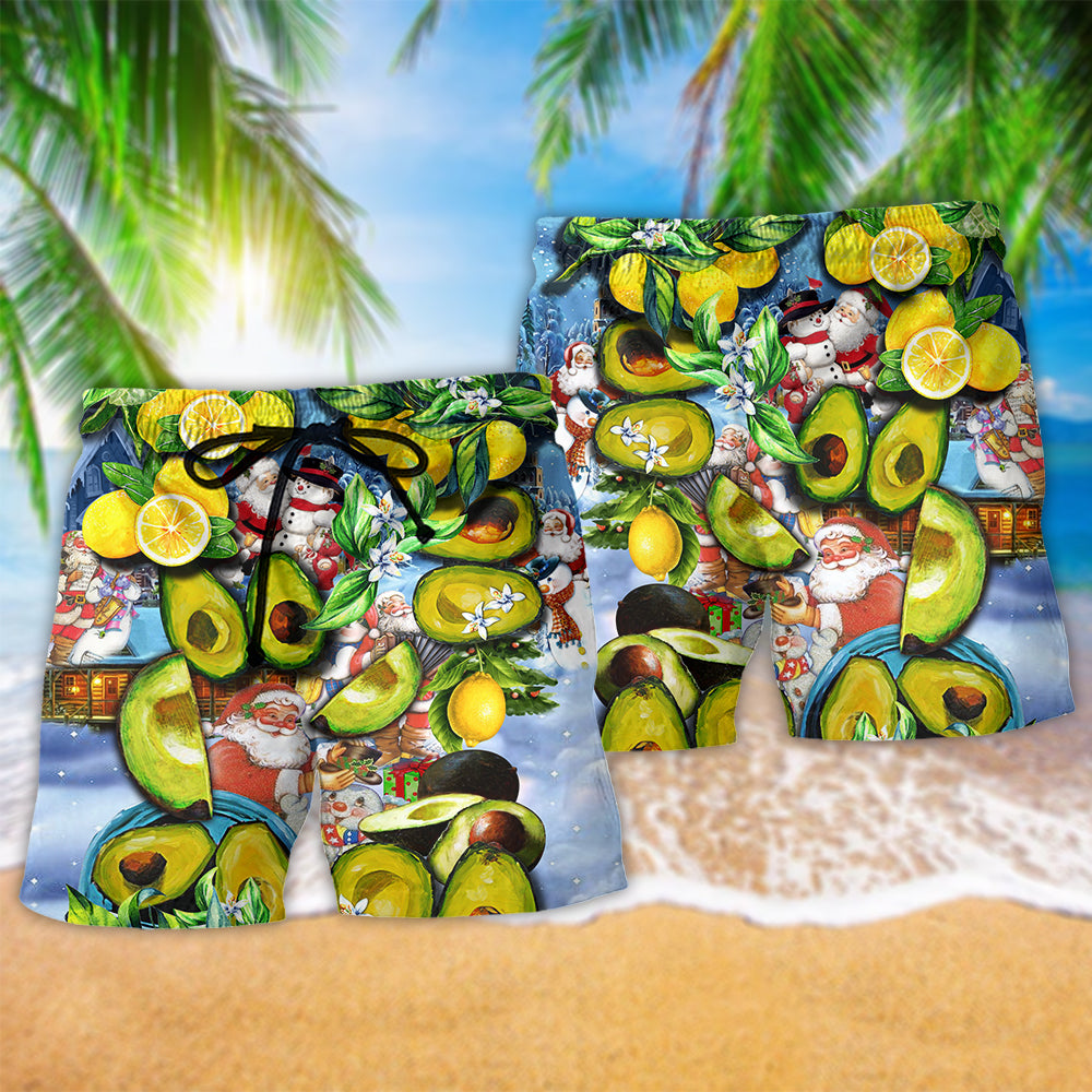 Fruit Avocado Lemon Summer Time Xmas Christmas - Beach Short - Owls Matrix LTD