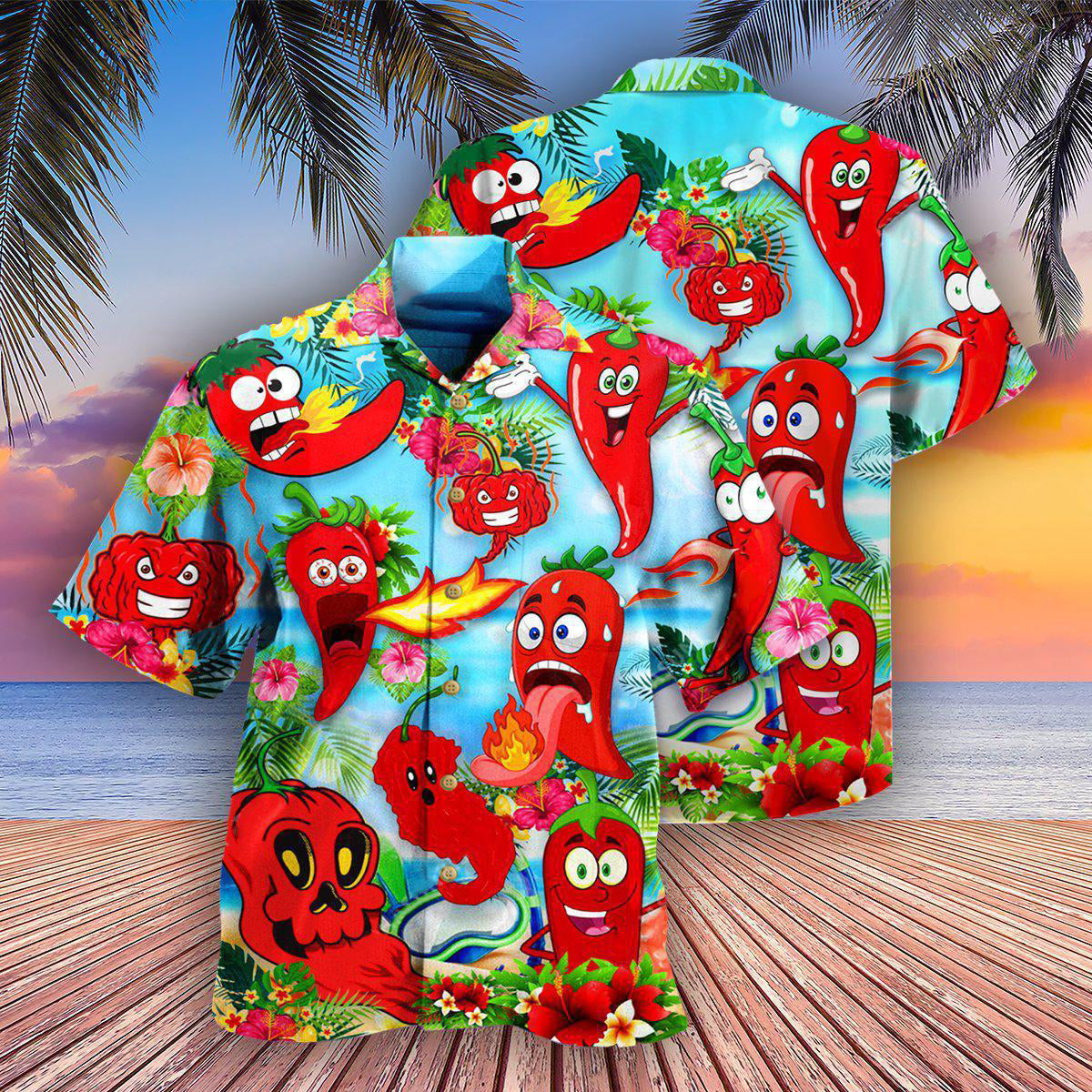 Fruit Chili Funny Chili Peppers - Hawaiian Shirt - Owls Matrix LTD