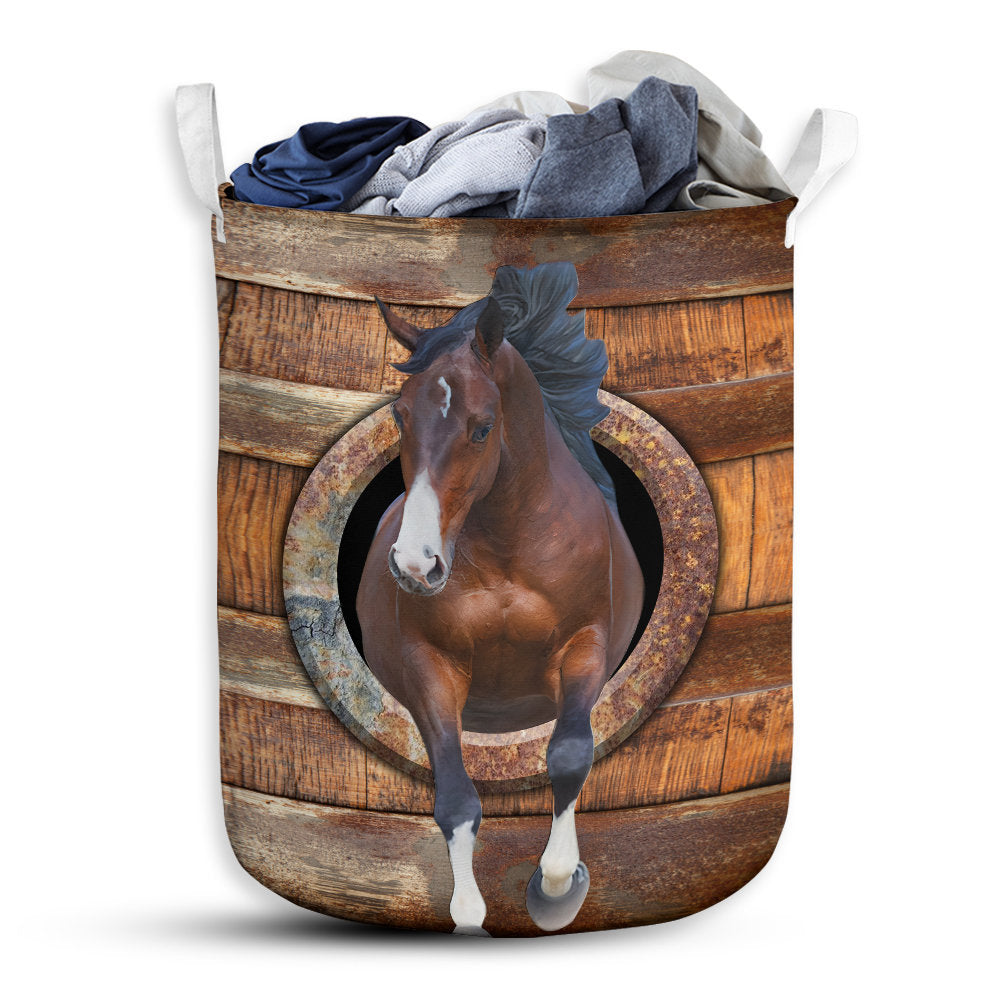 S: 17.72”x13.78” (45x35 cm) Funny Horse Basic Style - Laundry Basket - Owls Matrix LTD