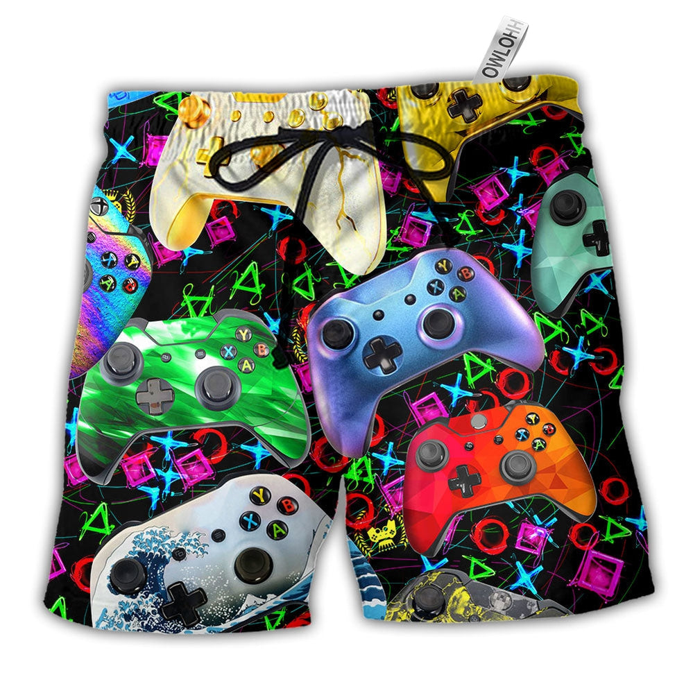 Beach Short / Adults / S Game We Will Fight It Video Game Colorful - Beach Short - Owls Matrix LTD