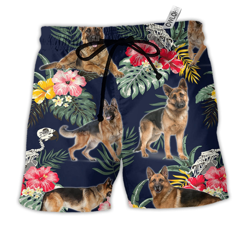 Beach Short / Adults / S German Shepherd Tropical Floral Dog Lover Cool Style - Beach Short - Owls Matrix LTD