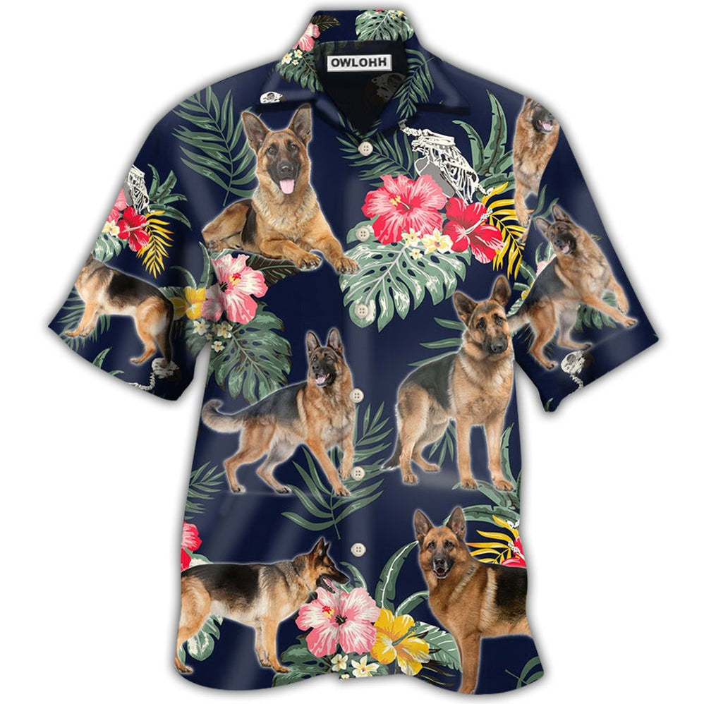Hawaiian Shirt / Adults / S German Shepherd Tropical Floral Lover - Hawaiian Shirt - Owls Matrix LTD