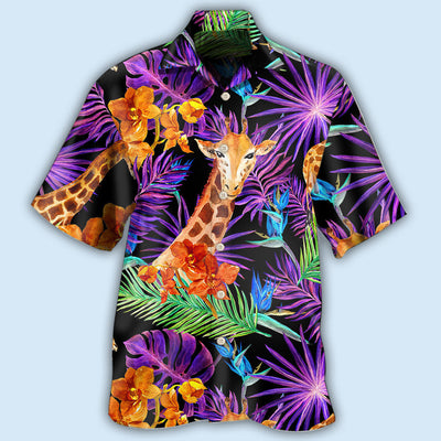 Giraffe Tropical Leaf - Hawaiian Shirt - Owls Matrix LTD
