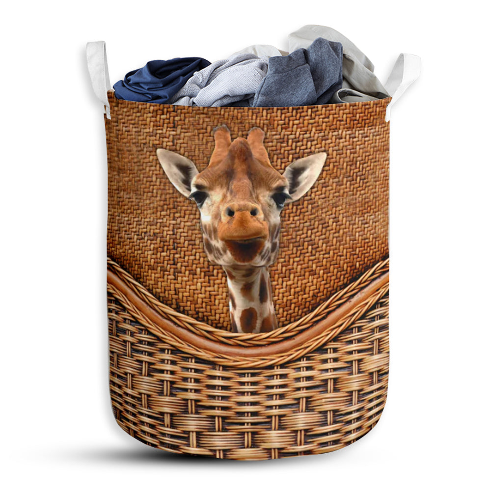 Giraffe Rattan Teaxture - Laundry Basket - Owls Matrix LTD