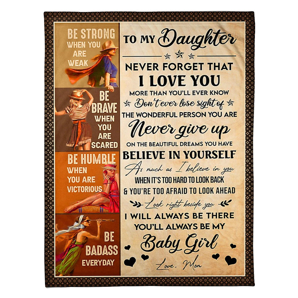 50" x 60" Girl Never Forget That I Love You Mom To Daughter - Flannel Blanket - Owls Matrix LTD