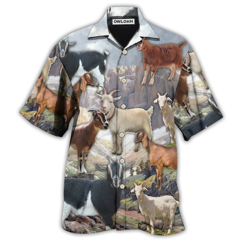 Hawaiian Shirt / Adults / S Goat On Mountain - Hawaiian Shirt - Owls Matrix LTD