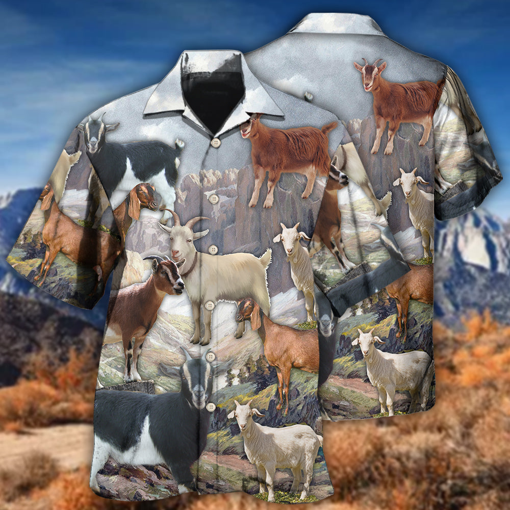 Goat On Mountain - Hawaiian Shirt - Owls Matrix LTD