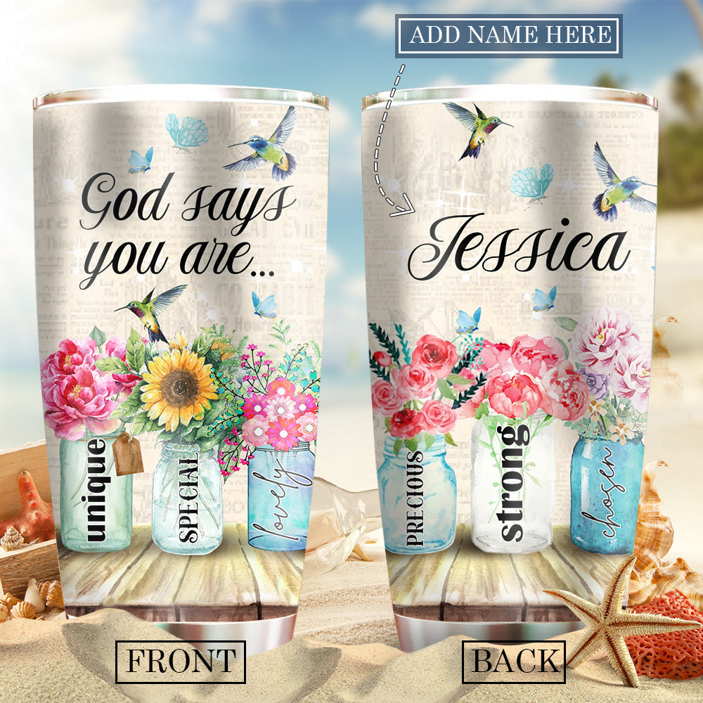 God Flowers Says You Are Strong Personalized - Tumbler - Owls Matrix LTD